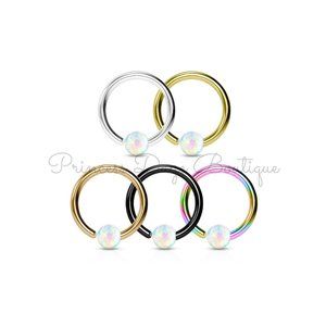 Opal Ball Hoop Ring For Septum, Nose, Cartilage‎ and Tragus